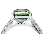 White gold Fancy Green Asscher  Solitaire Pavé Diamond Engagement Ring with Four-Prong Setting_21