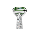 White gold Fancy Green Asscher  Solitaire Pavé Diamond Engagement Ring with Four-Prong Setting_22