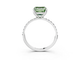 White gold Fancy Green Asscher  Solitaire Pavé Diamond Engagement Ring with Four-Prong Setting_3