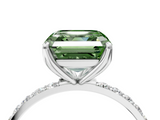 White gold Fancy Green Asscher  Solitaire Pavé Diamond Engagement Ring with Four-Prong Setting_4