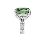 White gold Fancy Green Asscher  Solitaire Pavé Diamond Engagement Ring with Four-Prong Setting_5