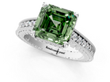 White gold Fancy Green Asscher  Solitaire Pavé Diamond Milgrain Engagement Ring with Four-Prong Setting_1