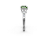 White gold Fancy Green Asscher  Solitaire Pavé Diamond Milgrain Engagement Ring with Four-Prong Setting_2