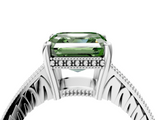 White gold Fancy Green Asscher  Solitaire Pavé Diamond Milgrain Engagement Ring with Four-Prong Setting_4