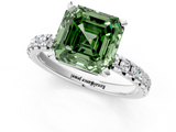 White gold Fancy Green Asscher  Solitaire Pave Diamond Engagement Ring with Four-Prong Setting_1