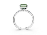 White gold Fancy Green Asscher  Solitaire Pave Diamond Engagement Ring with Four-Prong Setting_3