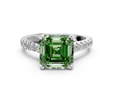 White gold Fancy Green Asscher  Solitaire Pave Diamond Engagement Ring with Prong Setting_18