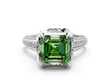 White gold Fancy Green Asscher  Solitaire Pave Split Shank Ring with Four-Prong Setting_93