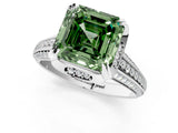 White gold Fancy Green Asscher  Solitaire Pave Split Shank Ring with Four-Prong Setting_94