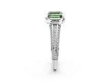 White gold Fancy Green Asscher  Solitaire Pave Split Shank Ring with Four-Prong Setting_95
