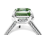White gold Fancy Green Asscher  Solitaire Pave Split Shank Ring with Four-Prong Setting_97