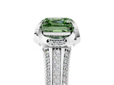 White gold Fancy Green Asscher  Solitaire Pave Split Shank Ring with Four-Prong Setting_98