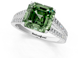 White gold Fancy Green Asscher  Solitaire Split Shank Pavé Diamond Engagement Ring_1