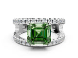 White gold Fancy Green Asscher  Solitaire Split Shank Pave Diamond Ring_46