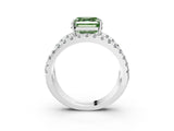 White gold Fancy Green Asscher  Solitaire Split Shank Pave Diamond Ring_49