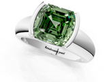 White gold Fancy Green Asscher  Solitaire Tension Set Diamond Ring with Wide Band_1