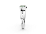 White gold Fancy Green Asscher  Solitaire Tension Set Diamond Ring with Wide Band_2