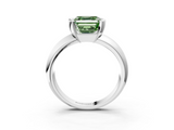 White gold Fancy Green Asscher  Solitaire Tension Set Diamond Ring with Wide Band_3