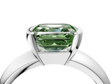 White gold Fancy Green Asscher  Solitaire Tension Set Diamond Ring with Wide Band_4