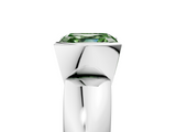 White gold Fancy Green Asscher  Solitaire Tension Set Diamond Ring with Wide Band_5