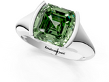 White gold Fancy Green Asscher  Solitaire Tension Set Diamond Ring_1