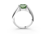 White gold Fancy Green Asscher  Solitaire Tension Set Diamond Ring_3