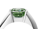 White gold Fancy Green Asscher  Solitaire Tension Set Diamond Ring_4