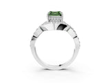 White gold Fancy Green Asscher  Solitaire Twist Band Pavé Diamond Engagement Ring_18