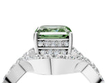 White gold Fancy Green Asscher  Solitaire Twist Band Pavé Diamond Engagement Ring_19