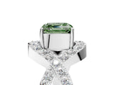 White gold Fancy Green Asscher  Solitaire Twist Band Pavé Diamond Engagement Ring_20