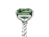 White gold Fancy Green Asscher  Solitaire Twist Band Ring with Four-Prong Setting_165