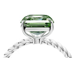 White gold Fancy Green Asscher  Solitaire Twist Band Ring with Four-Prong Setting_17