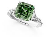 White gold Fancy Green Asscher  Solitaire Twist Band Six-Prong Setting 2
