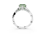 White gold Fancy Green Asscher  Solitaire Twist Band Six-Prong Setting 4