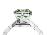White gold Fancy Green Asscher  Solitaire Twist Band with Leaf Prong Setting 5