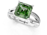 White gold Fancy Green Asscher  Solitaire Twist Band with Pavé Accents and Four-Prong Setting_21