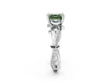 White gold Fancy Green Asscher  Solitaire Twist Band with Pavé Accents and Four-Prong Setting_22