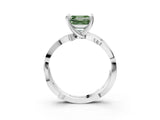 White gold Fancy Green Asscher  Solitaire Twist Band with Pavé Accents and Four-Prong Setting_23