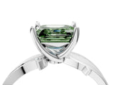 White gold Fancy Green Asscher  Solitaire Twist Band with Pavé Accents and Four-Prong Setting_24