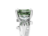 White gold Fancy Green Asscher  Solitaire Twist Band with Pavé Accents and Four-Prong Setting_25
