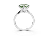 White gold Fancy Green Asscher  Solitaire Twist Band with Pavé Diamonds and Four-Prong Setting_119