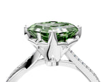 White gold Fancy Green Asscher  Solitaire Twist Band with Pavé Diamonds and Four-Prong Setting_156