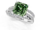 White gold Fancy Green Asscher  Solitaire Twist Band with Pavé Setting and Four-Prong Setting_1