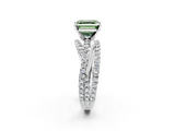 White gold Fancy Green Asscher  Solitaire Twist Band with Pavé Setting and Four-Prong Setting_2