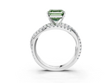 White gold Fancy Green Asscher  Solitaire Twist Band with Pavé Setting and Four-Prong Setting_3