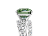 White gold Fancy Green Asscher  Solitaire Twist Band with Pavé Setting and Four-Prong Setting_5