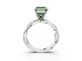 White gold Fancy Green Asscher  Solitaire Twist Band with Pave Prong Setting_20
