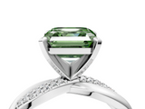 White gold Fancy Green Asscher  Solitaire Twist Band with Pave Prong Setting_21
