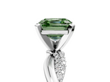White gold Fancy Green Asscher  Solitaire Twist Band with Pave Prong Setting_23