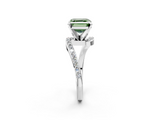 White gold Fancy Green Asscher  Solitaire Twist Band with Pave Set Diamonds and Four-Prong Setting_2